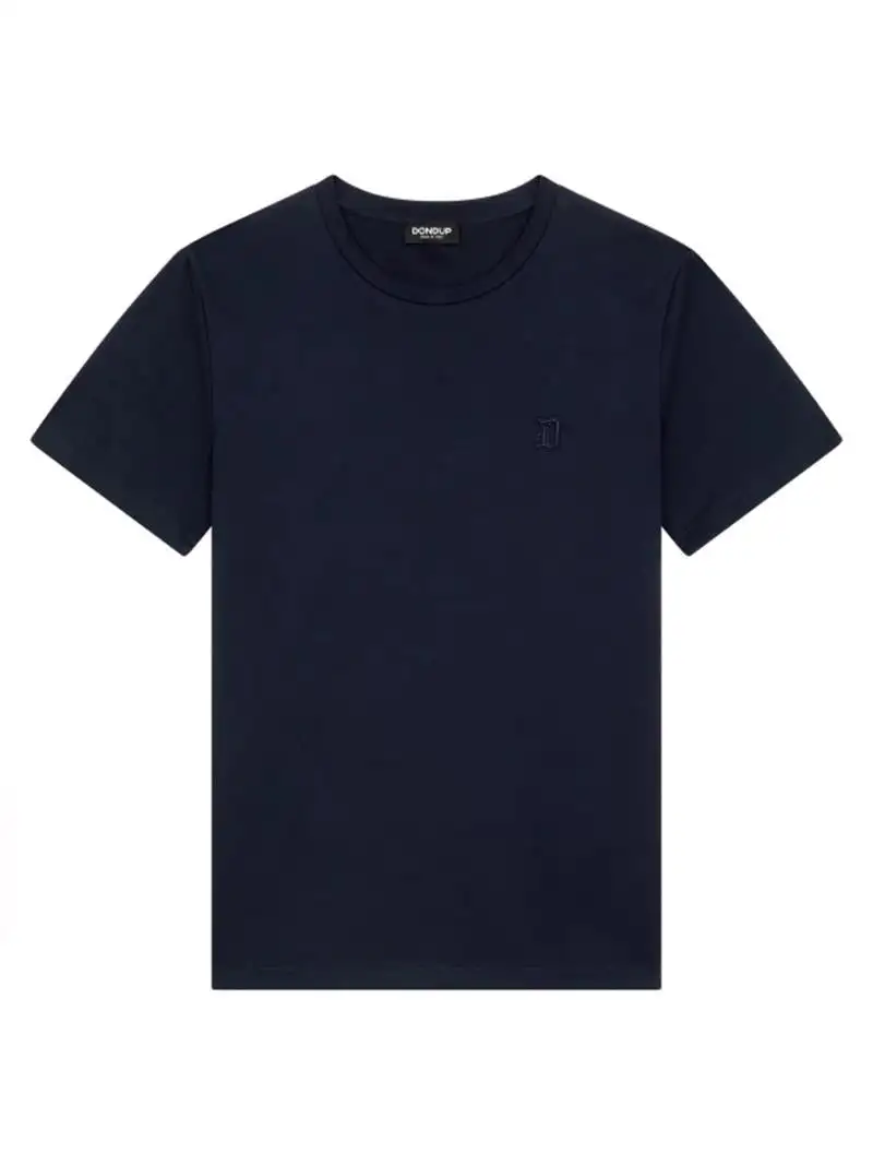 T-shirt blu mini logo ricamo