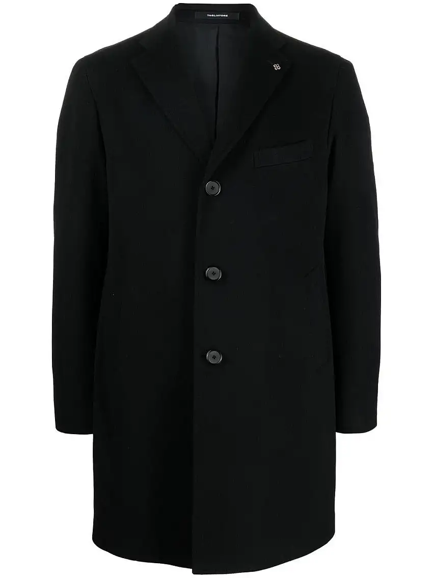 Cappotto monopetto nero lana