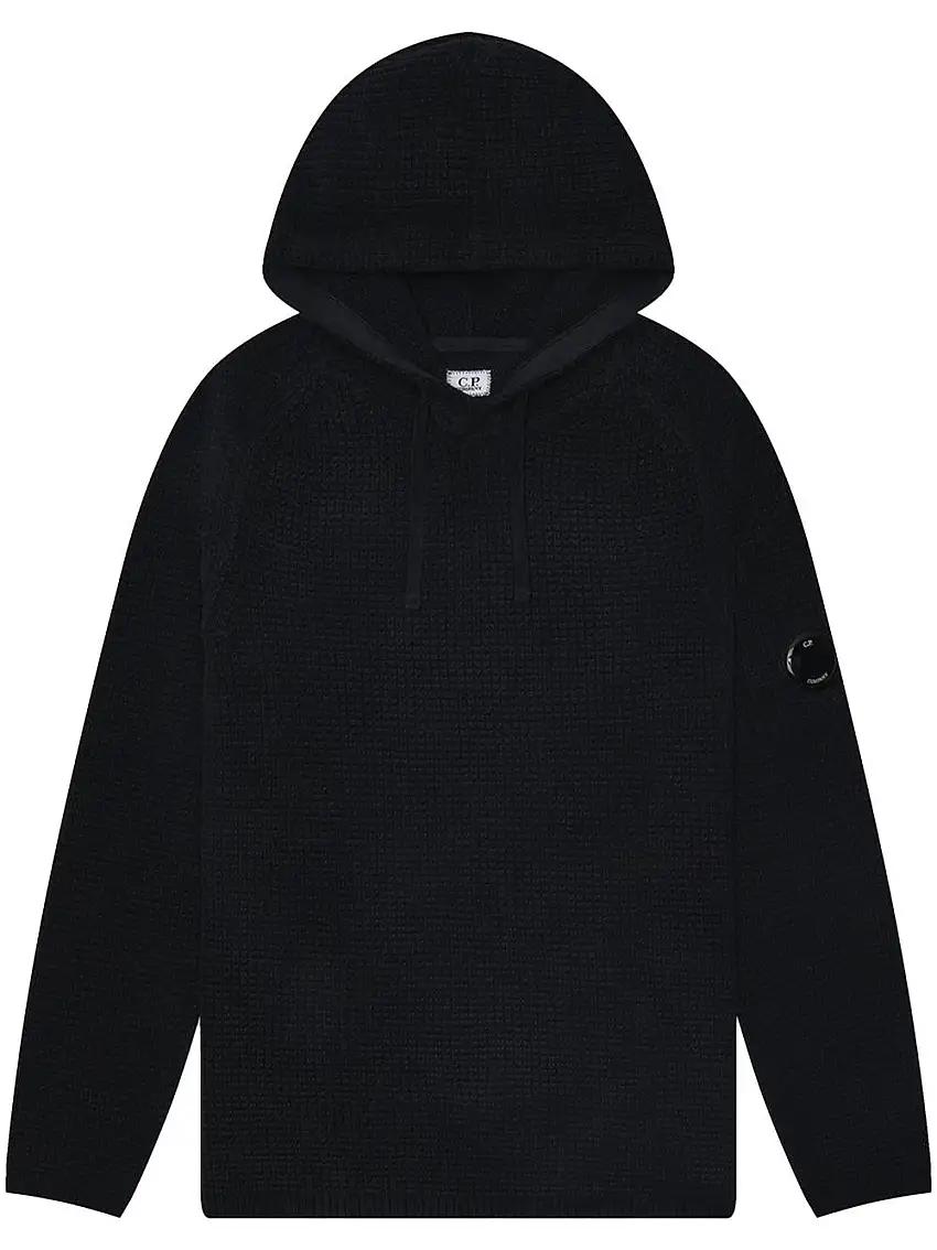 Maglione con cappuccio nido d'ape blu notte